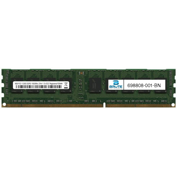 8GB PC3-12800 DDR3-1600Mhz 2Rx4 1.5v ECC Registered RDIMM Equivalent to OEM PN # 698808-001 Brute Networks 698808-001-BN 